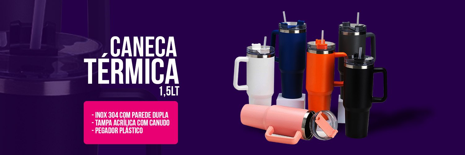 banner caneca termica 1,5lt adoro brindes