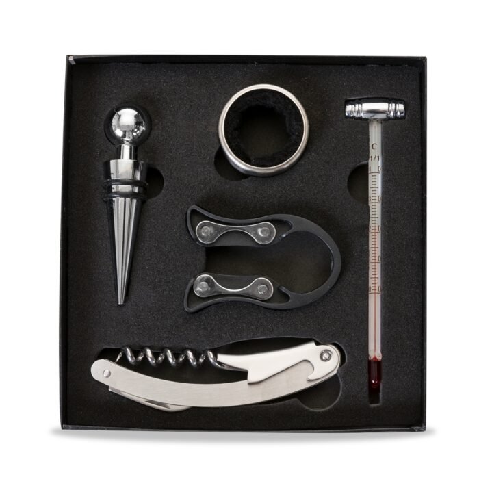 Kit vinho com 5 peças em estojo de papelão