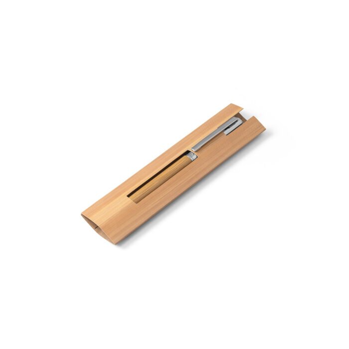 Caneta roller em aço inox 90% reciclado e bambu com tampa - Imagem 5