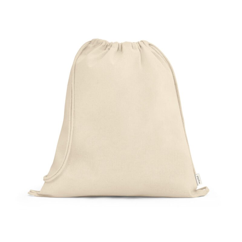 Sacola tipo mochila em 100% algodão reciclado