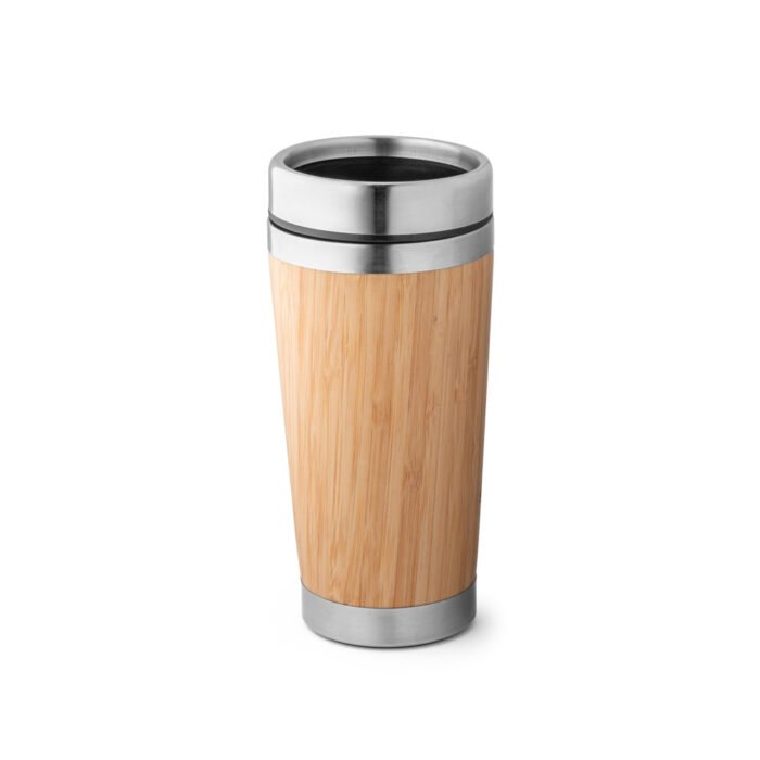 Copo de viagem em aço inox e bambu. - Imagem 2
