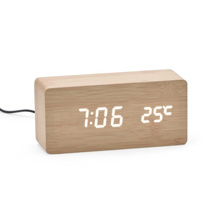 Relógio Despertador de Madeira Com Painel LED - Imagem 3