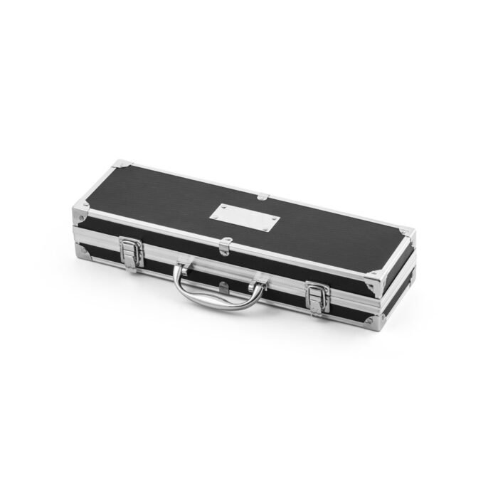 Kit churrasco em estojo de alumínio com 5 utensílios em aço inox e alumínio - Imagem 3
