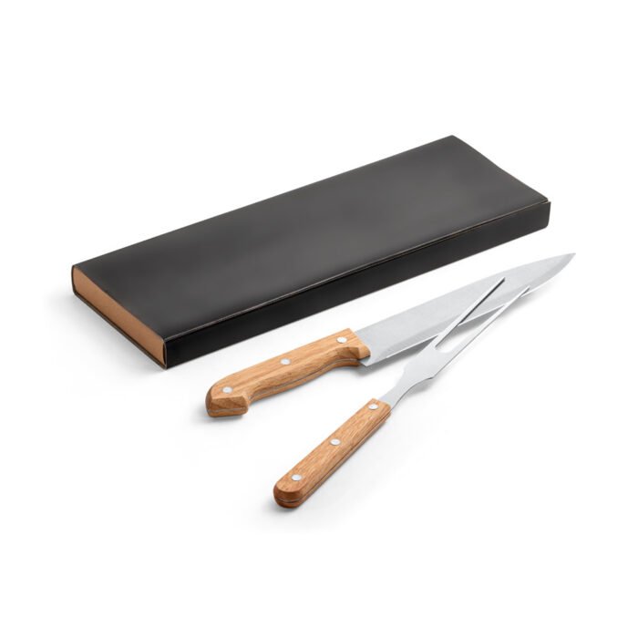 Kit churrasco em caixa kraft com 2 utensílios 3m aço inox e bambu - Imagem 6