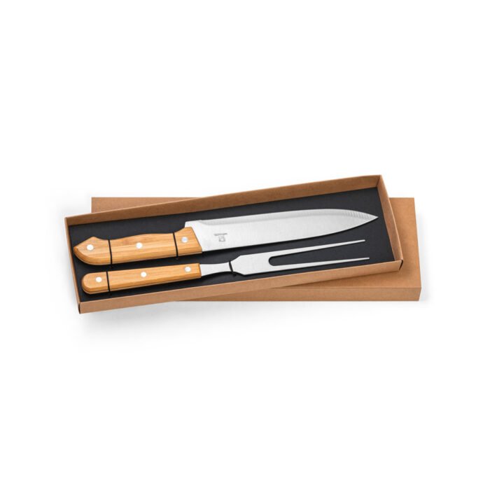 Kit churrasco em caixa kraft com 2 utensílios 3m aço inox e bambu - Imagem 4