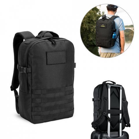 Mochila estilo militar em poliéster reciclado 600D, de alta densidade, com bolso para notebook 17.3" 21 L